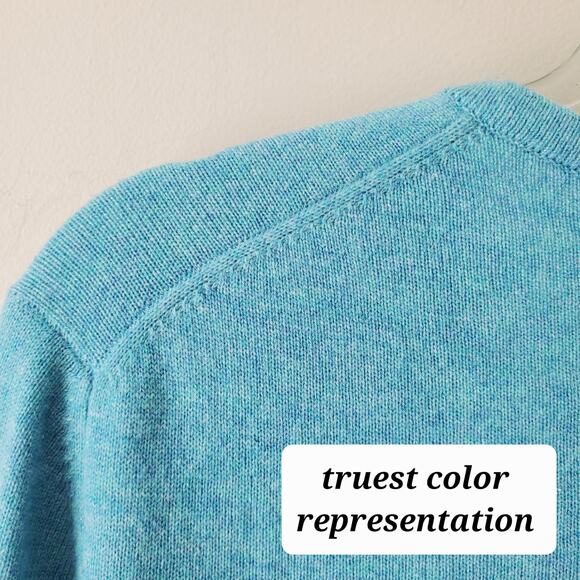 Women Lands End Blue Cashmere Button Cardigan Sweater XLP Preppy Cozy Luxury NEW - Picture 4 of 12